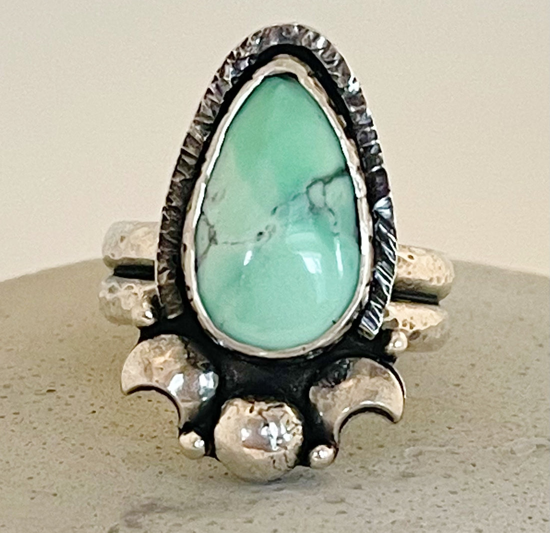 Variscite Moon Ring