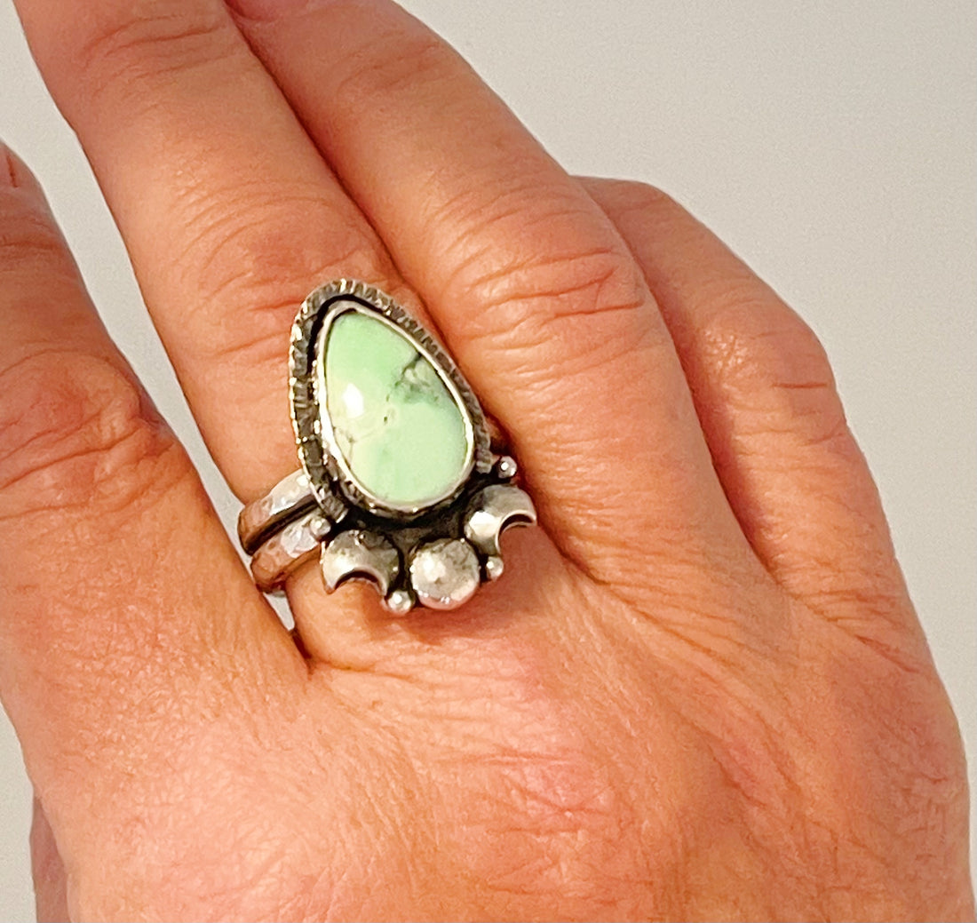 Variscite Moon Ring