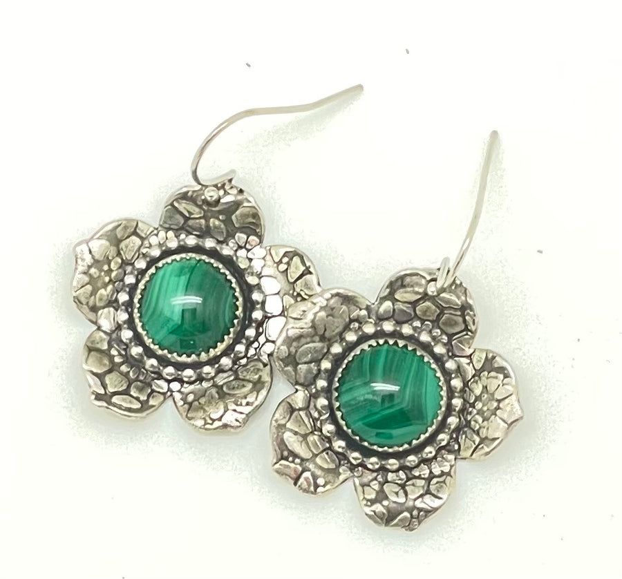 Malachite Flower Earrings